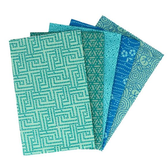 Tissu de Marie Fabric Fat Quarter Bundle: 5 x 50cm x 57cm : Tranquil Teal