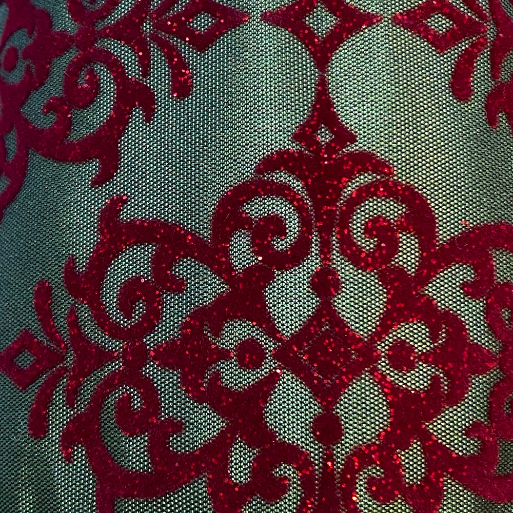 Wired Arabesque Christmas Flock Ribbon