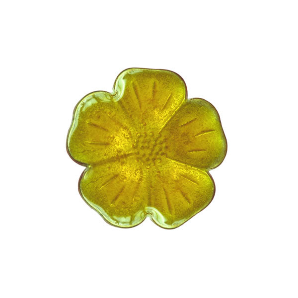 Metal & Enamel Flower Button - Yellow