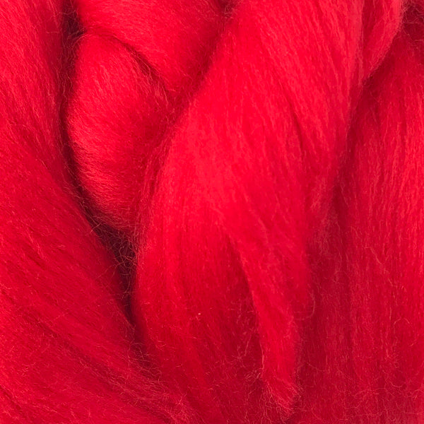 100g bright red merino wool tops