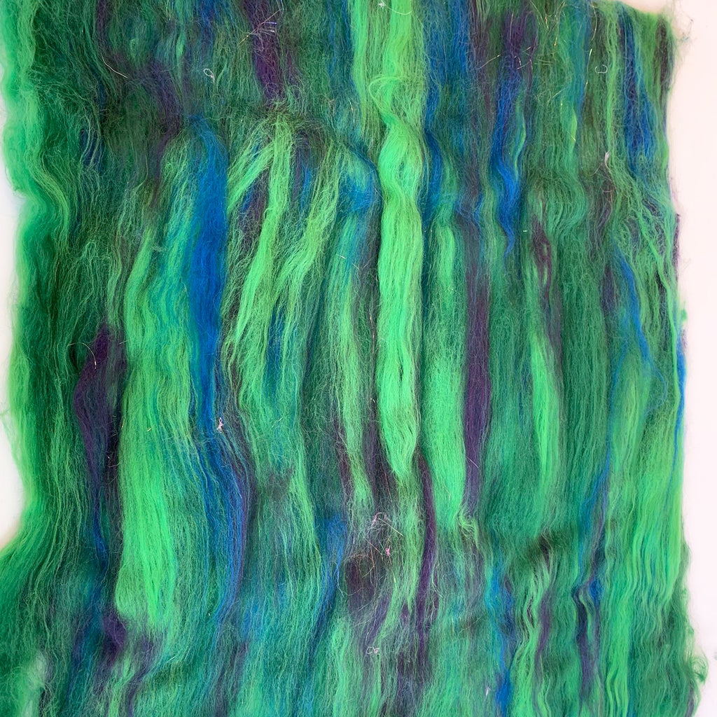 Hand Carded BATT for Spinning & Felting : If You Go Down to the Woods Today : 102g