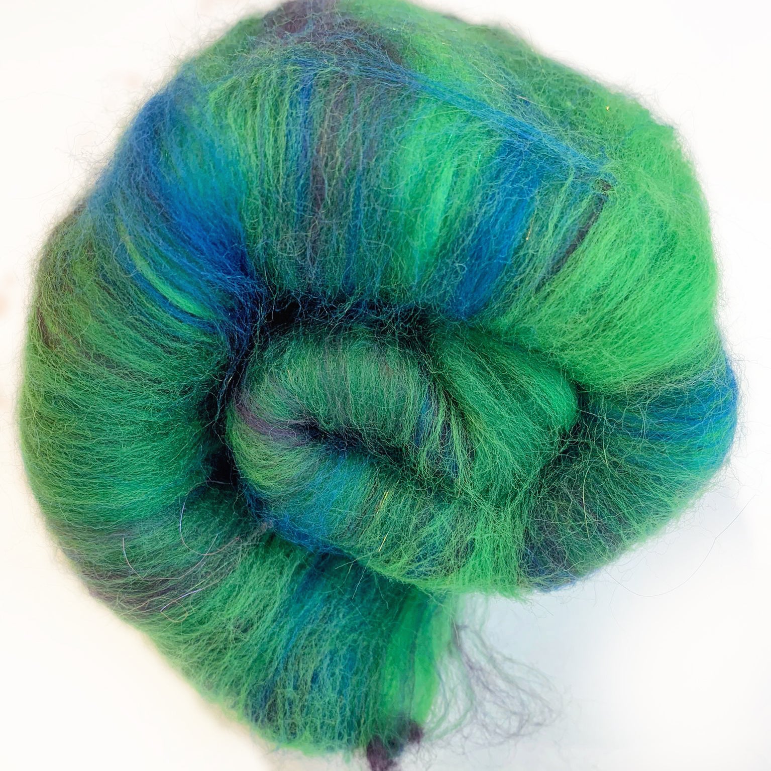 Hand Carded BATT for Spinning & Felting : If You Go Down to the Woods Today : 102g