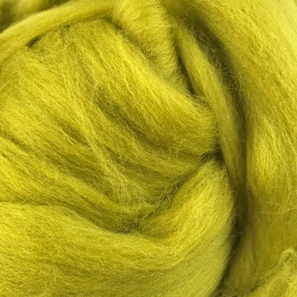 100g Bright Olive Merino wool tops for felting & giant knitting