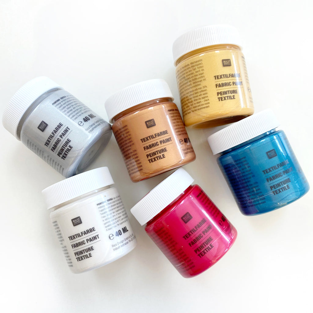 Fabric Textile Paints Set : Metallic Colours : 6 x 40ml pots