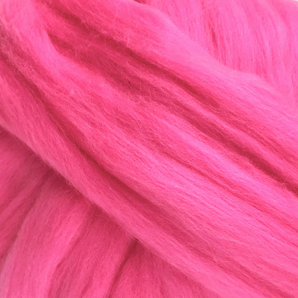 100g Candy Pink Merino Wool Tops for felting & giant knitting