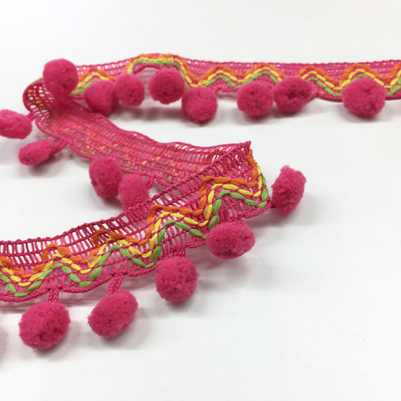 Carnival Pompom Trim Pink 76