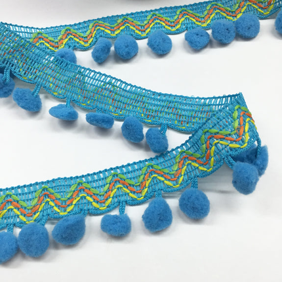 Carnival Pompom Trim Turquoise 05