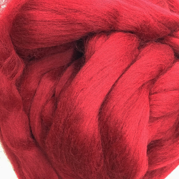 100g Cherry Red Merino Wool Tops for felting & giant knitting