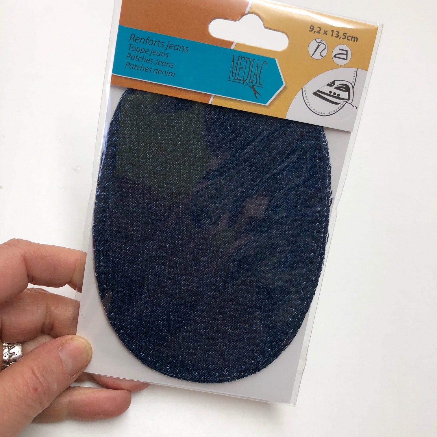 Denim Patch 001 2 pieces 13.5cm x 9.2cm Iron or sew on