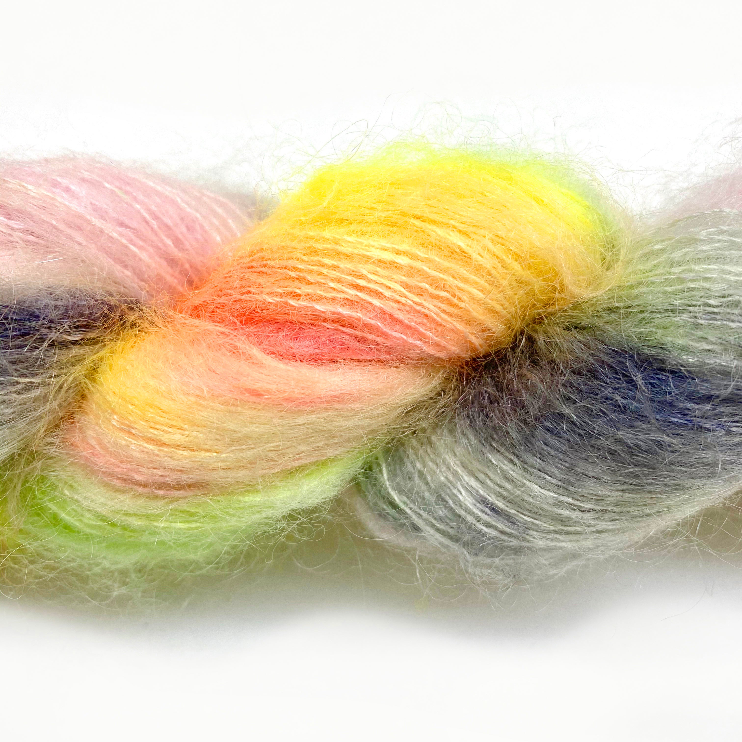 Gilliangladrag Holy Fluff Hand Dyed Kid Silk Lace : 'Don't Worry Be Happy'