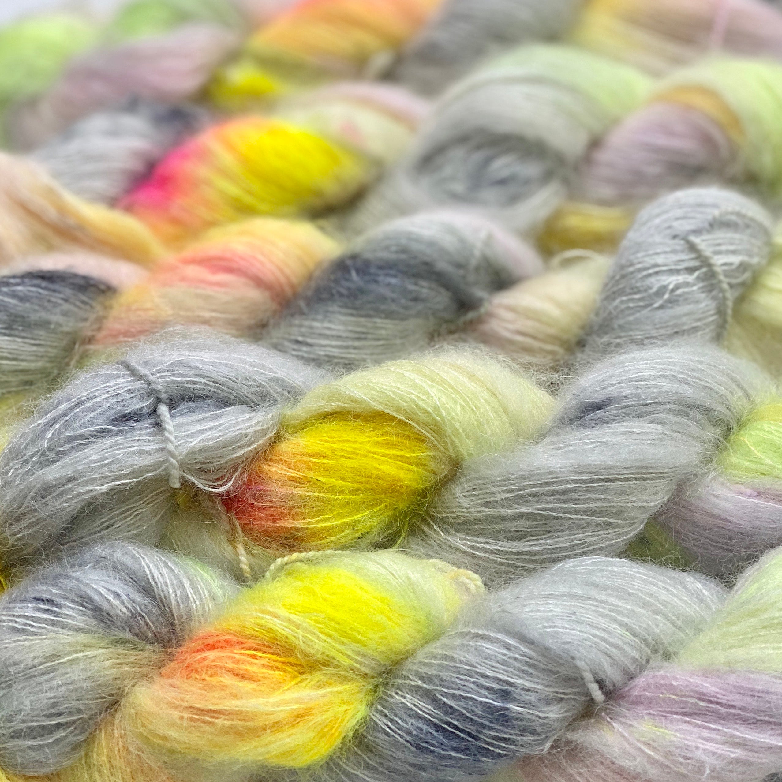 Gilliangladrag Holy Fluff Hand Dyed Kid Silk Lace : 'Don't Worry Be Happy'