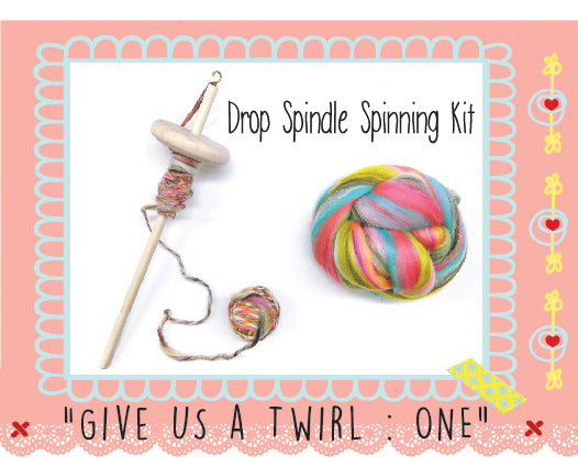 Drop Spindle Spinning Kit Give Us a Twirl Kit One PLUS extra 100g Glittery Unicorn Wooltops