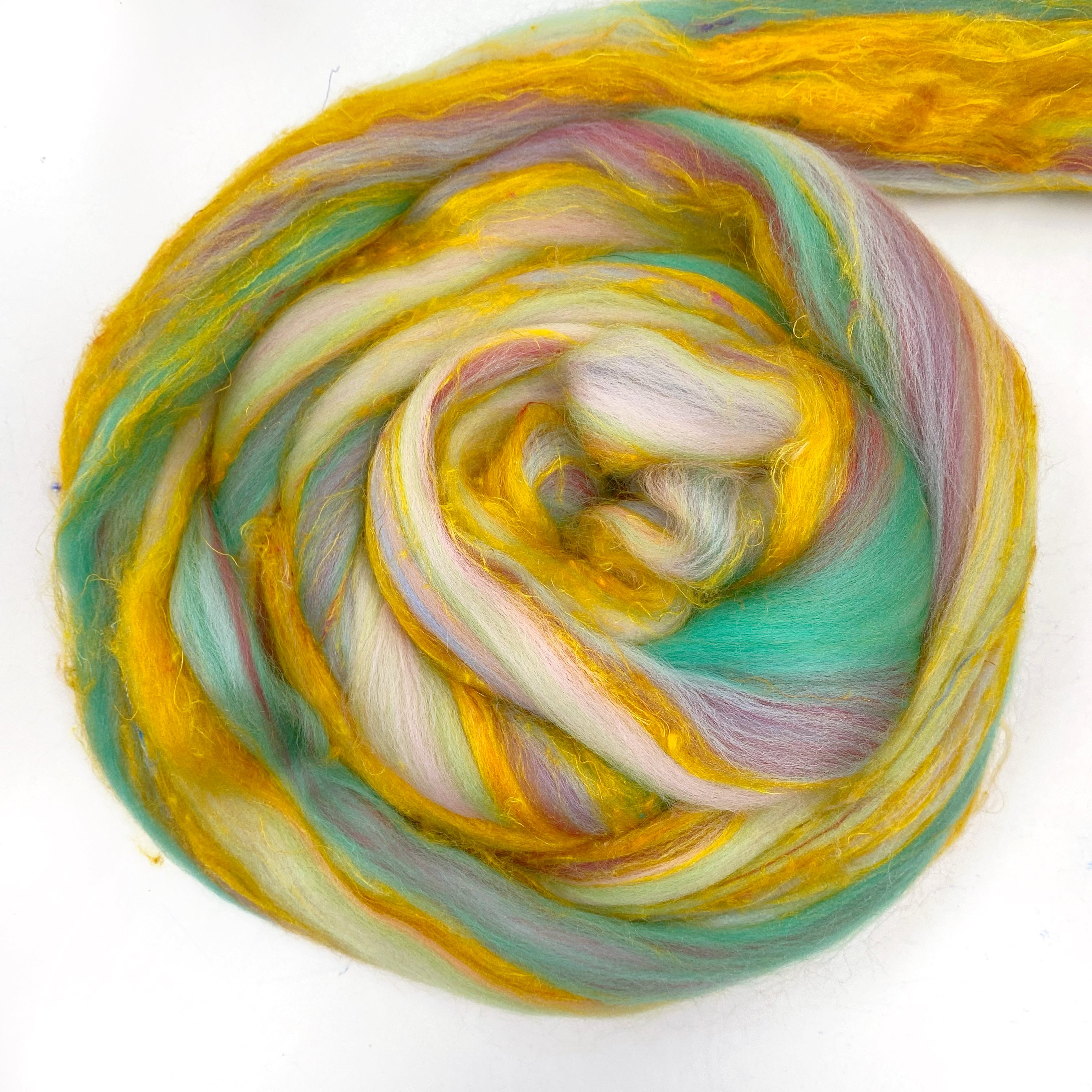 ‘Pineapple Princess” House Blend Wool Tops for Felting & Spinning : 100g