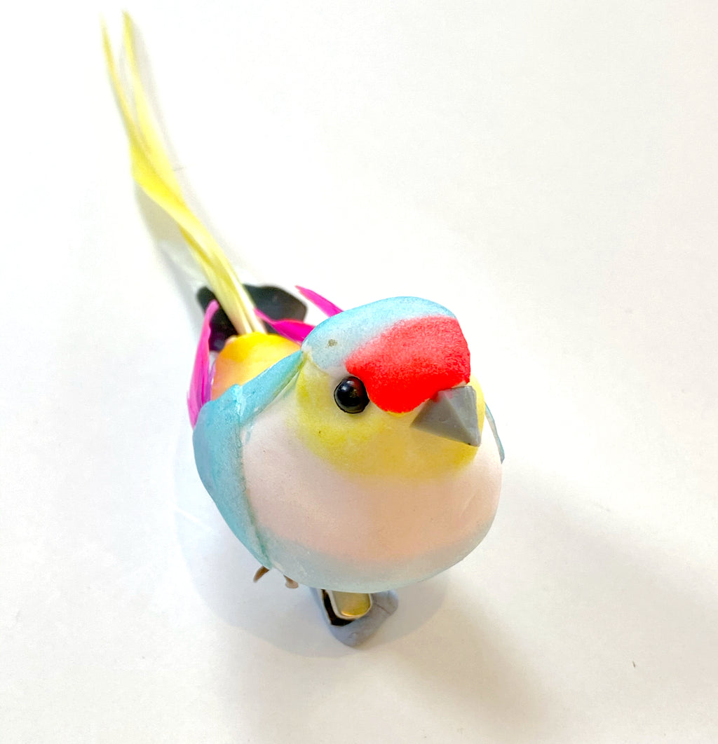 Ornamental Bird Clip - Turquoise and Pink