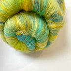 Hand Carded BATT for Spinning & Felting : Green Tambourine