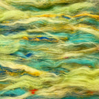 Hand Carded BATT for Spinning & Felting : Green Tambourine