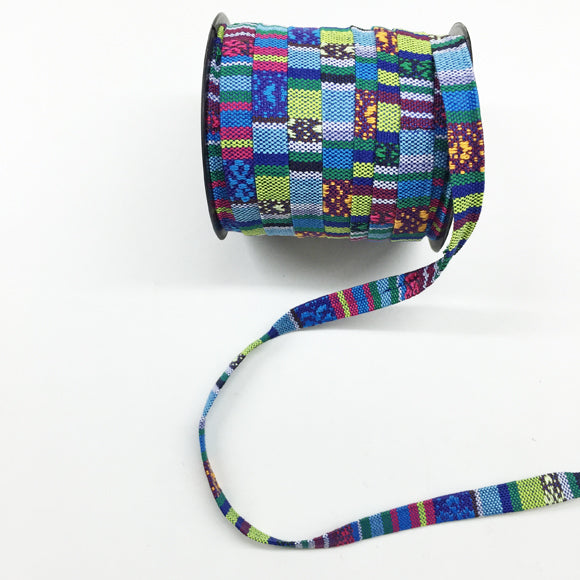 Ethnic Peruvian Flat Braid 10mm 24 blue multi