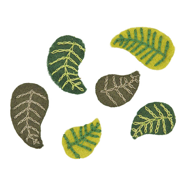 Felt leaves stitched - small x 6