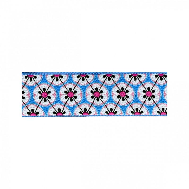Flower Tiles Ribbon 25mm 03 Blue