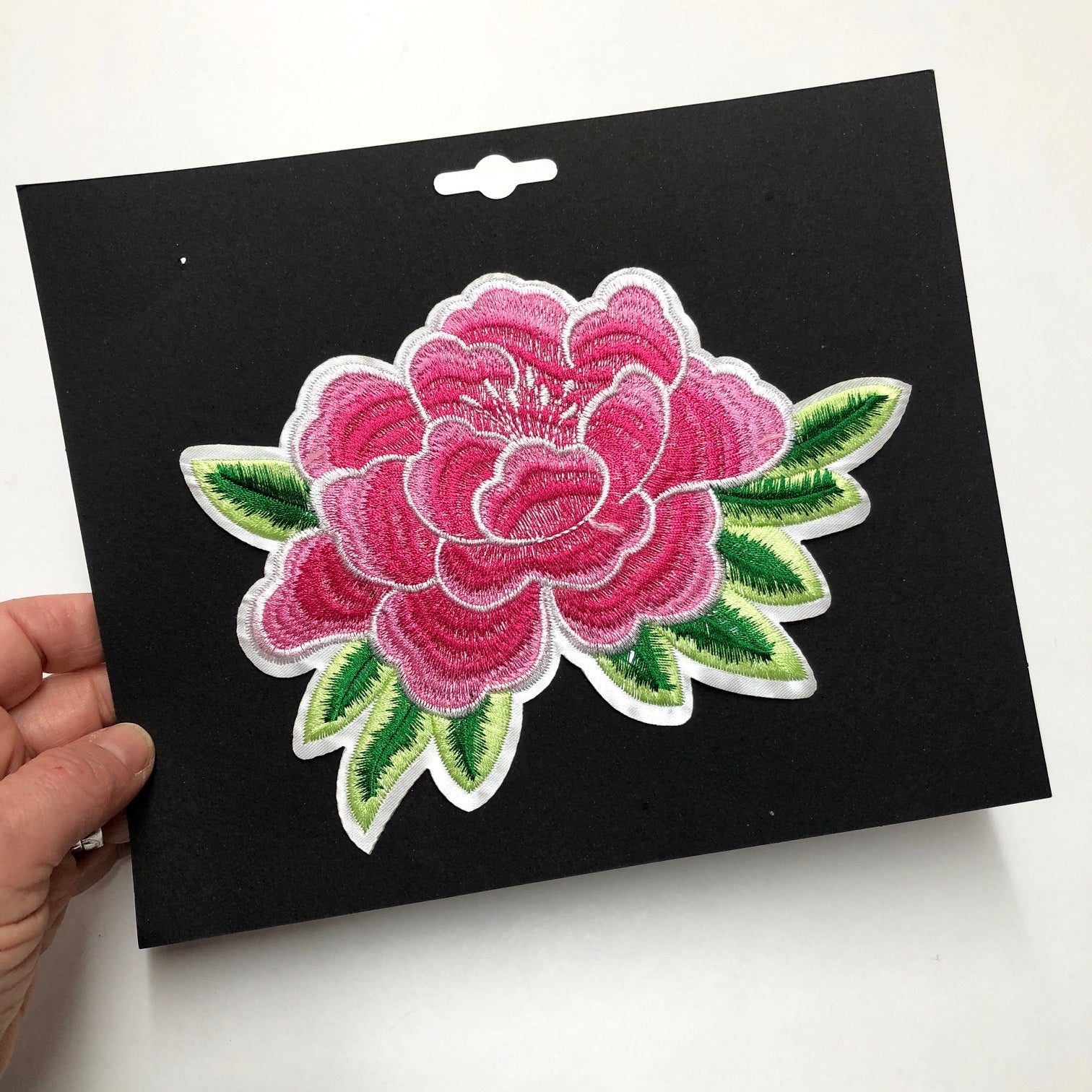 Giant Pink Rose Iron On Motif
