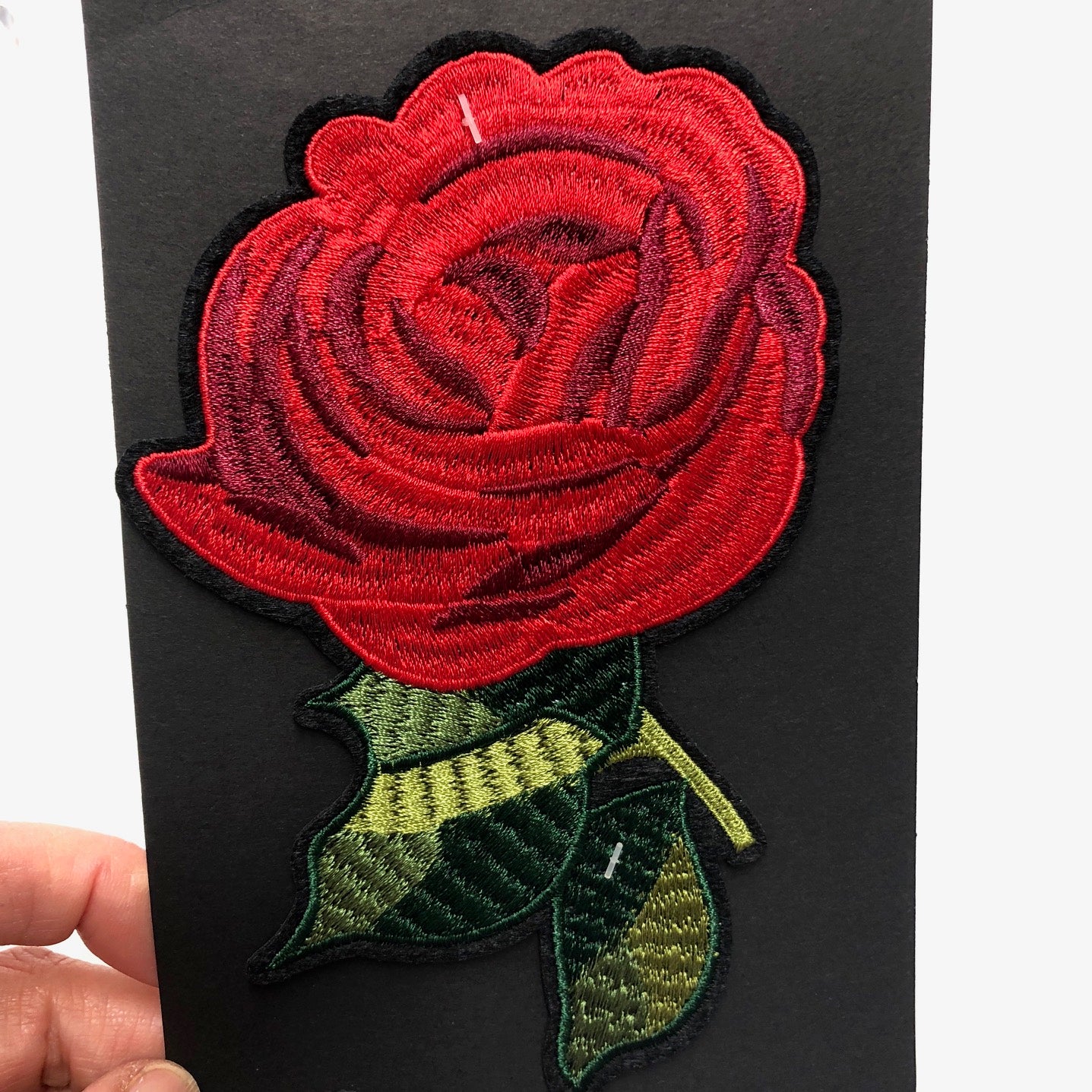 Giant Red Rose Iron On Motif