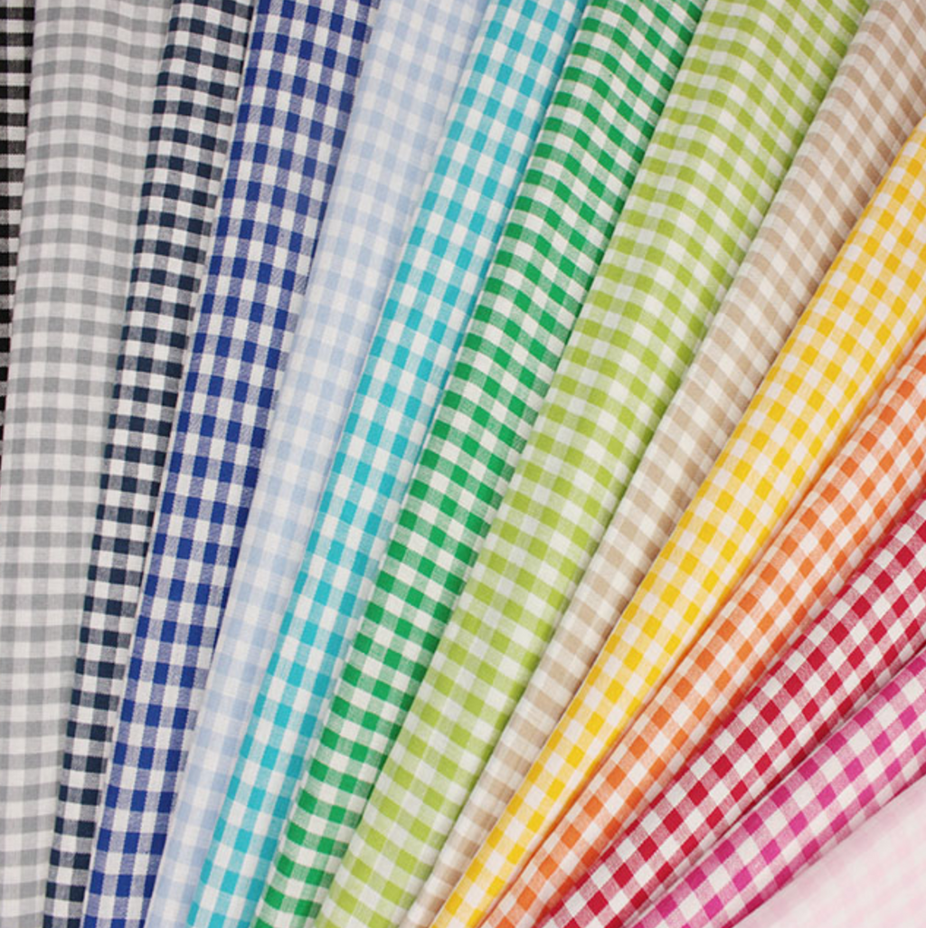 Gingham 100% Cotton Fabric - by the metre : Lime & White