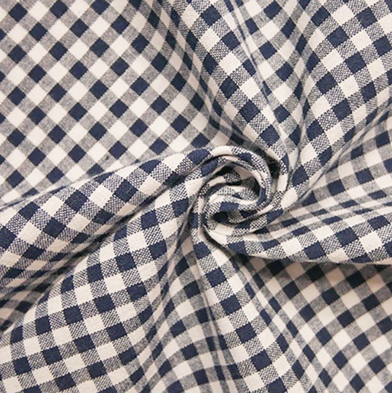 Gingham 100% Cotton Fabric - by the metre : Navy & White