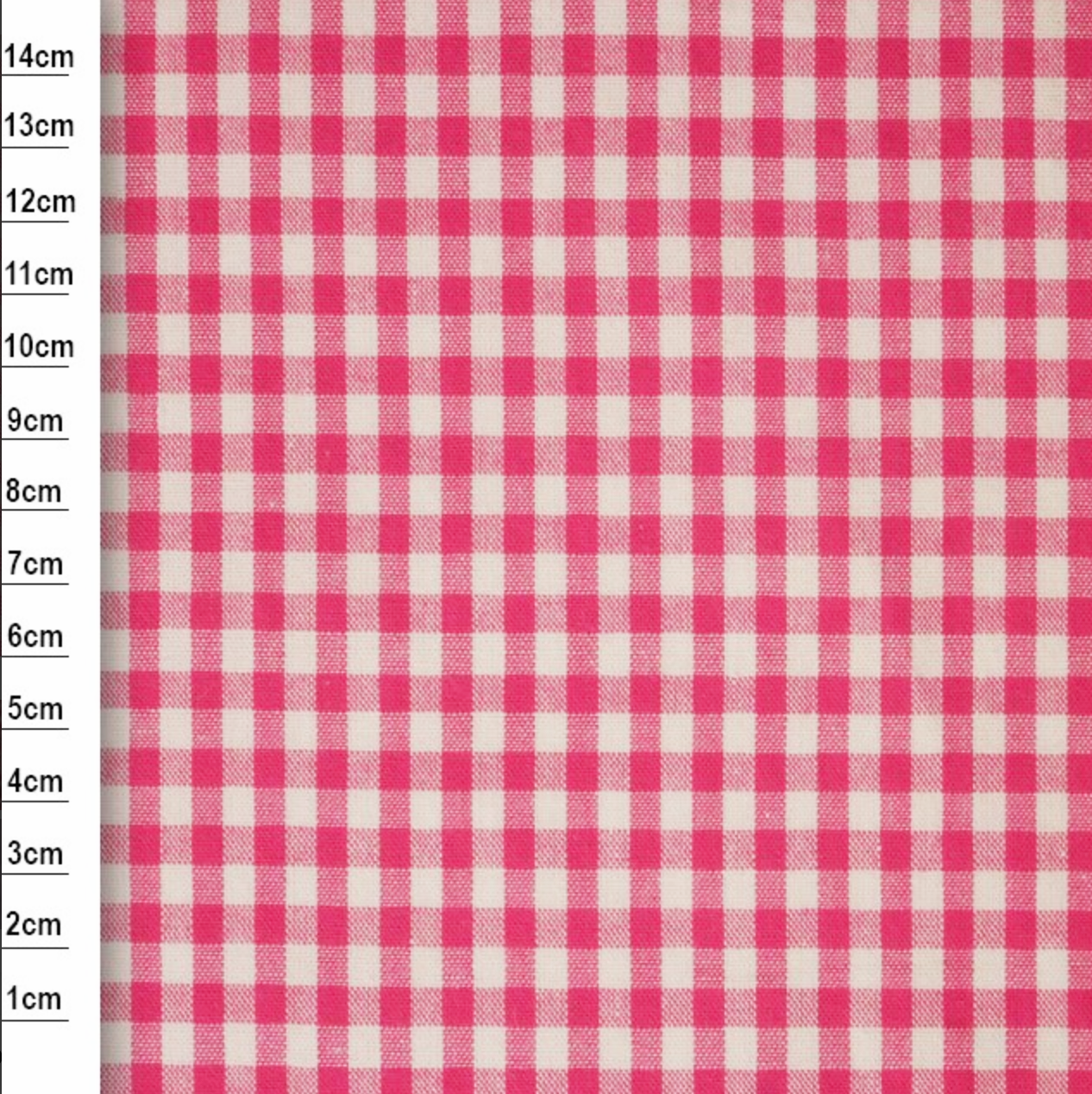 Gingham 100% Cotton Fabric - by the metre : Cerise Pink & White