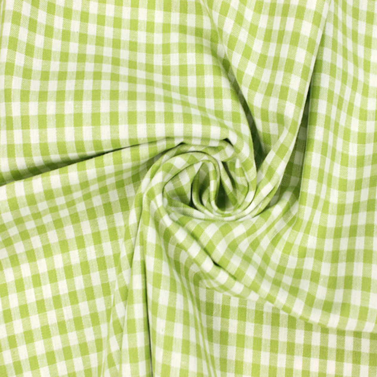 Gingham 100% Cotton Fabric - by the metre : Lime & White