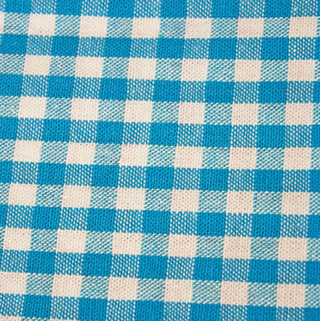 Gingham 100% Cotton Fabric - by the metre : Turquoise & White