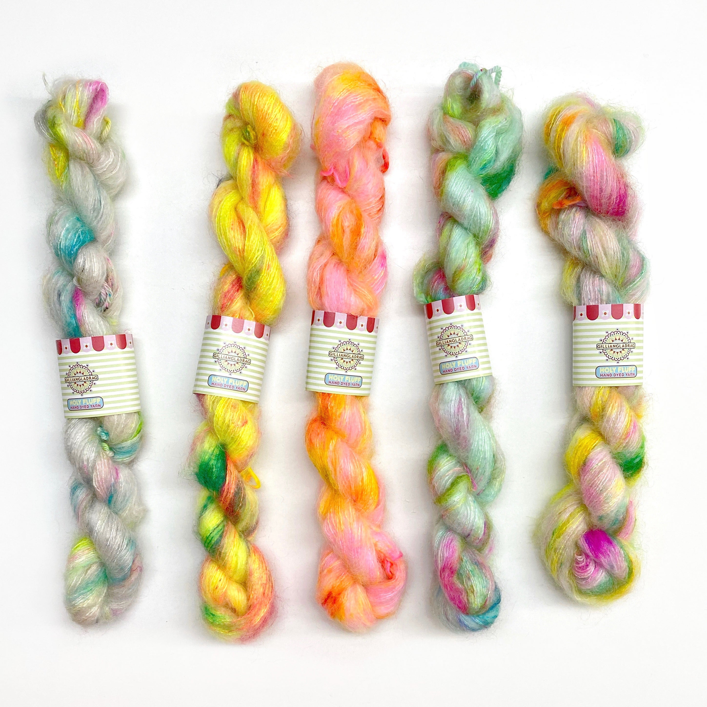 Holy Fluff Hand Dyed Kid Silk Lace FADE SET 5 x 20g : 'Groove is in the Heart'