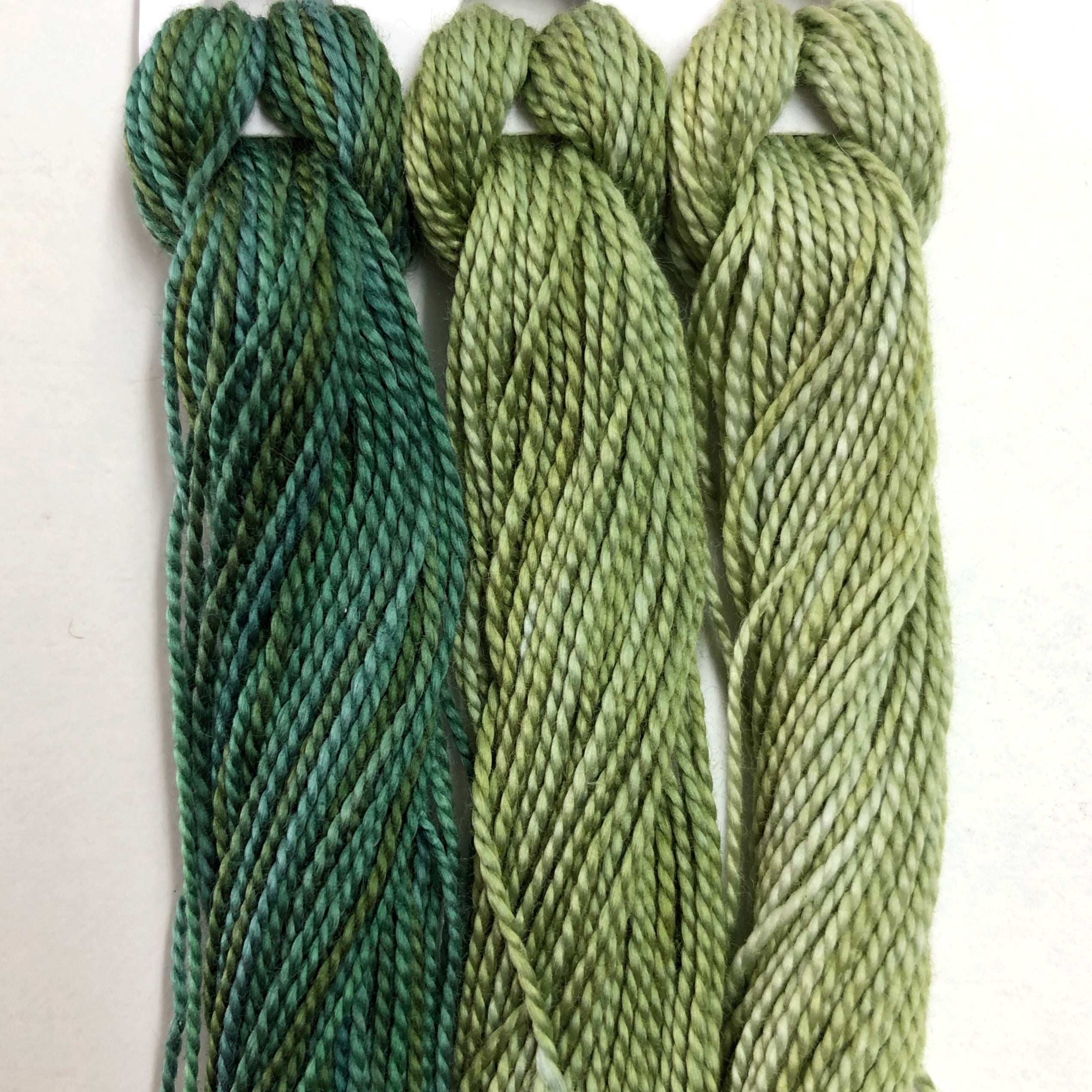 Hand Dyed Perle 8 threads x 3 Blue Gum