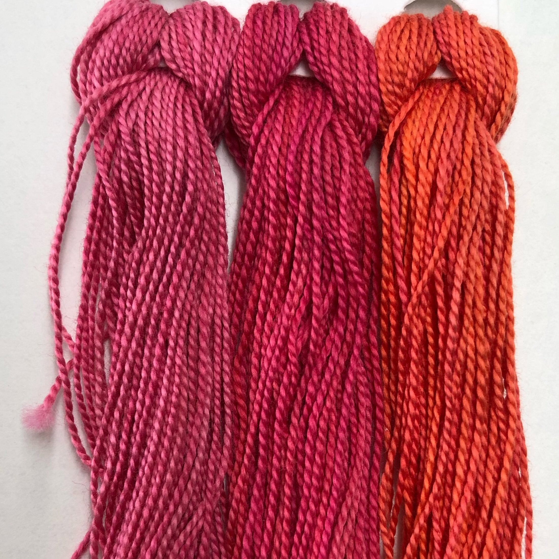 Hand Dyed Perle 8 threads x 3 Flame