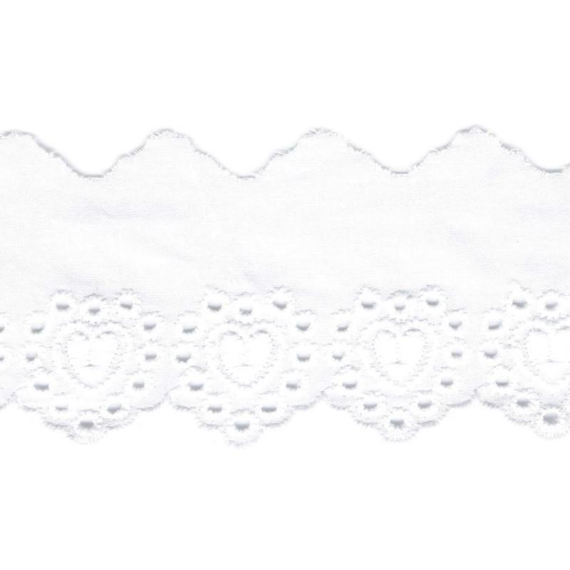 Heart Embroidery Anglaise 53mm Scalloped White 01