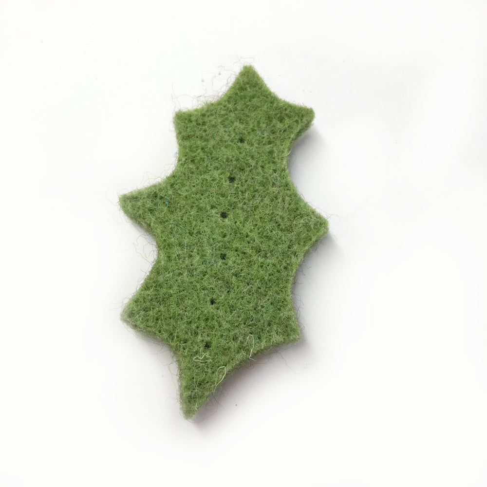 Wool Felt Holly Leaf 6cm Green
