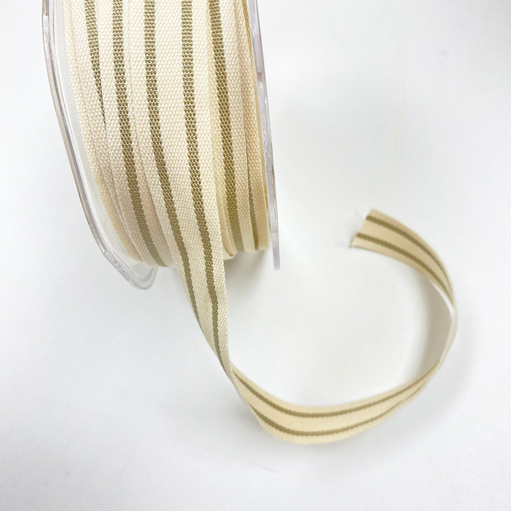 Striped Cotton Trimming / Tape 15mm : Beige Stripe