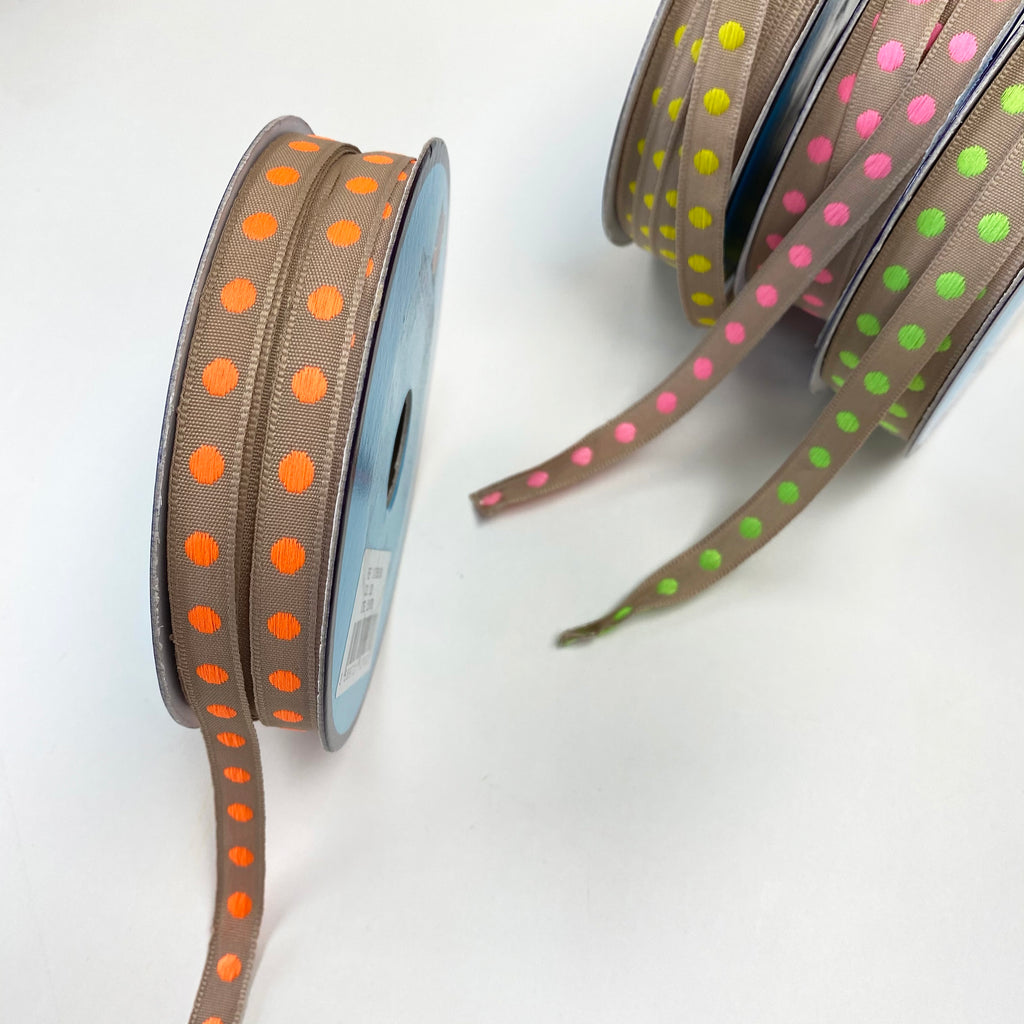Single Polka Dot Ribbon / Trimming : Neon Orange