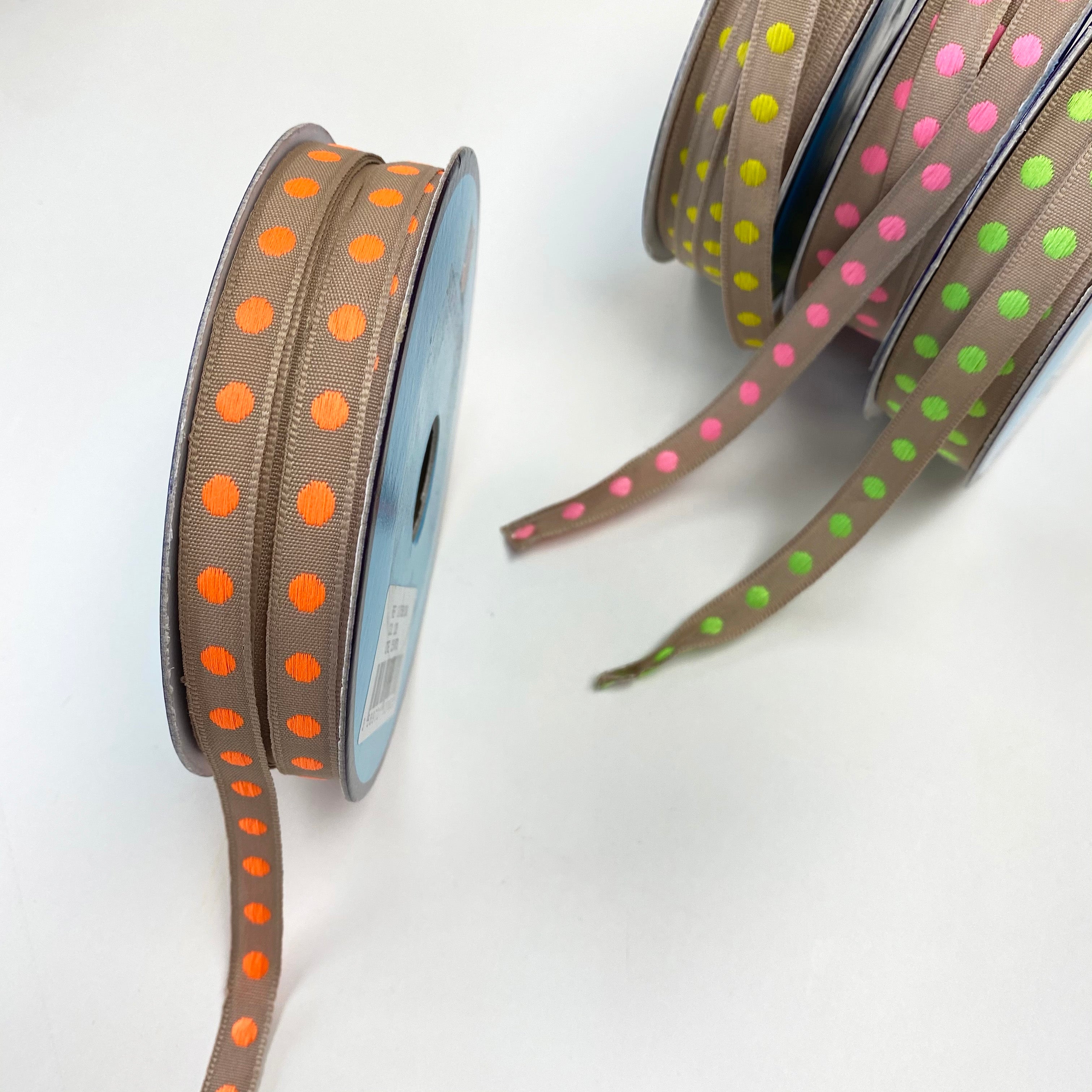 Single Polka Dot Ribbon / Trimming : Neon Orange
