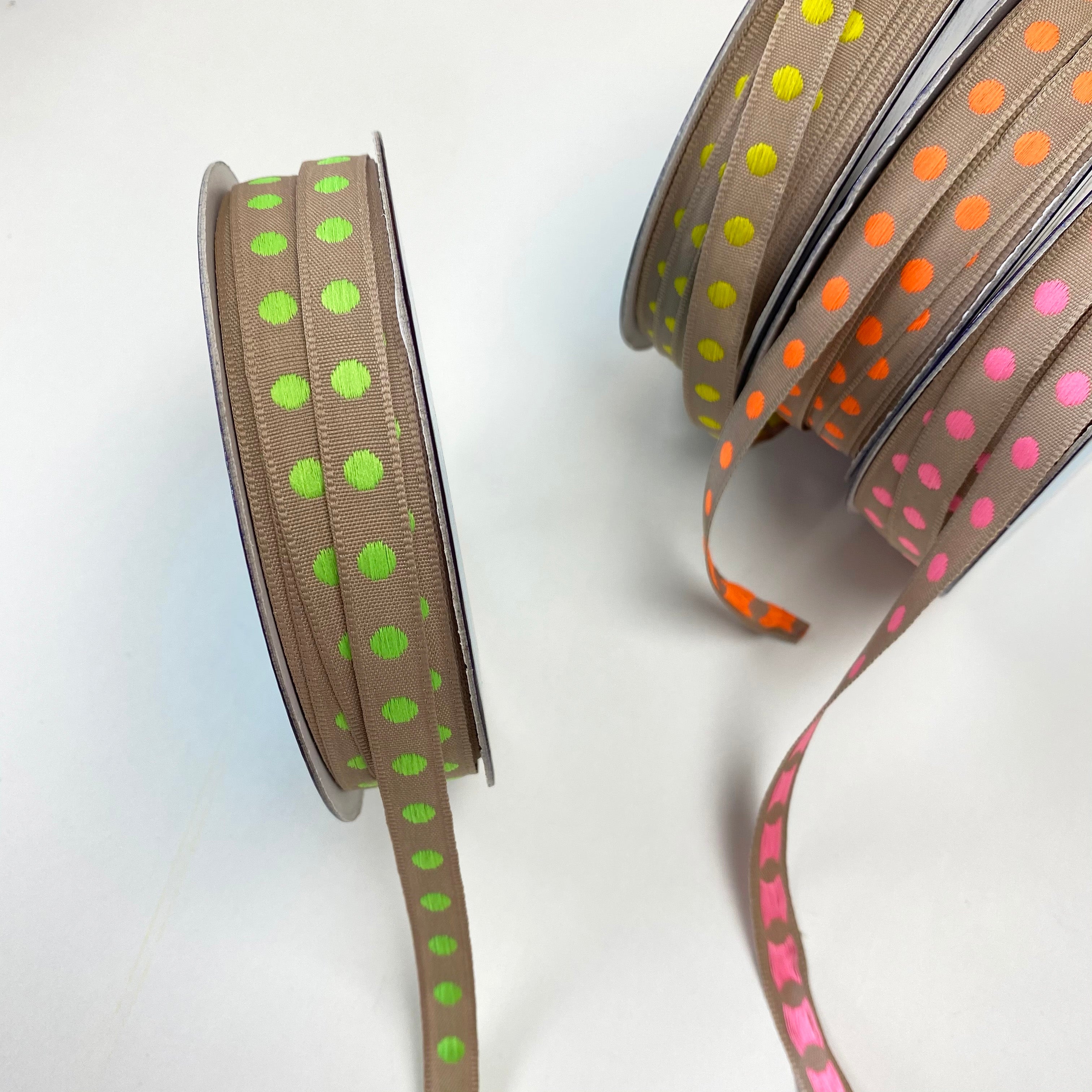 Single Polka Dot Ribbon / Trimming : Neon Green