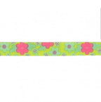 Retro Flower Power Seventies Ribbon 10mm : Green