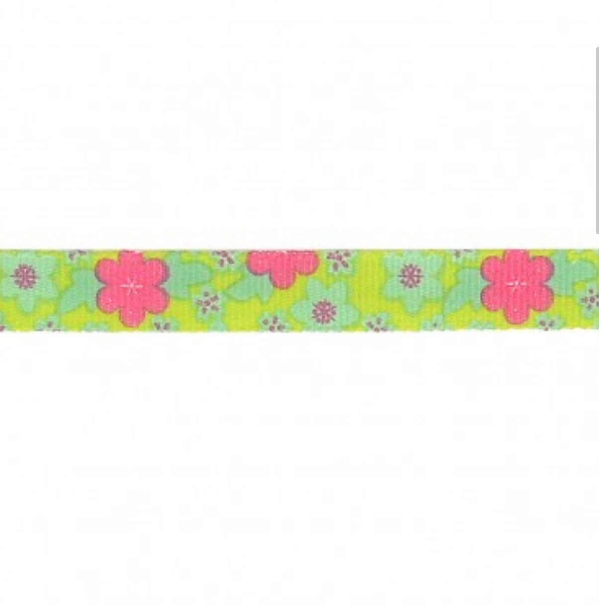 Retro Flower Power Seventies Ribbon 10mm : Green