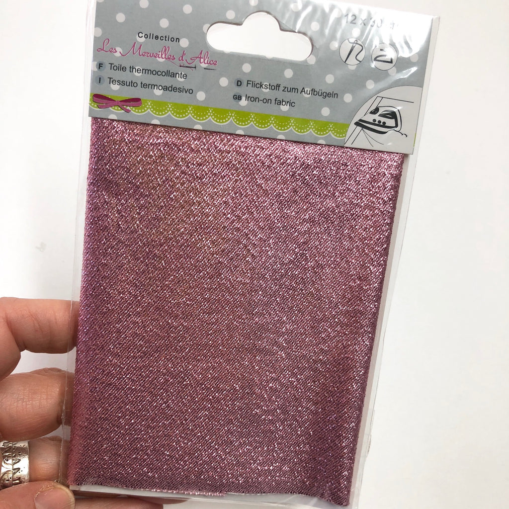 Iron On Glittery Sheet 12 x 30cm Pink Rose