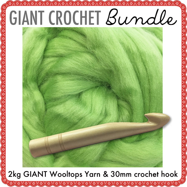 Giant Extreme Crochet Bundle Kit : Lettuce Green Wooltops & Hook