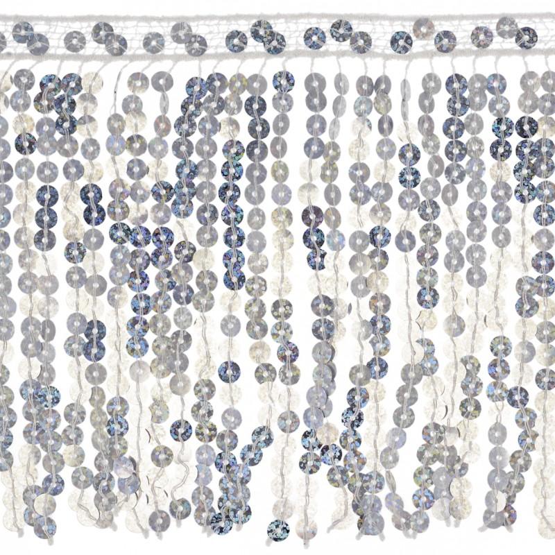 Long Sequin Strand Trim 15cm Silver Holographic