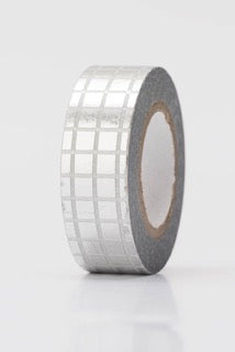 Metallic Washi Silver Grid