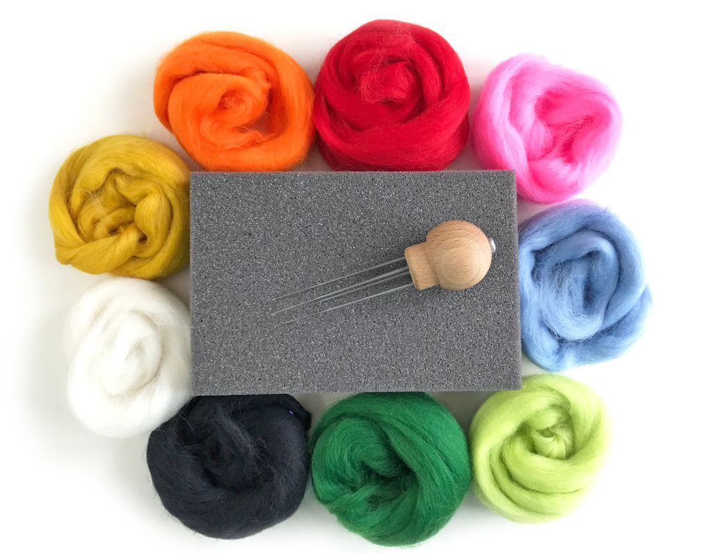 Needle Felting Starter Kit - with wool & instructions