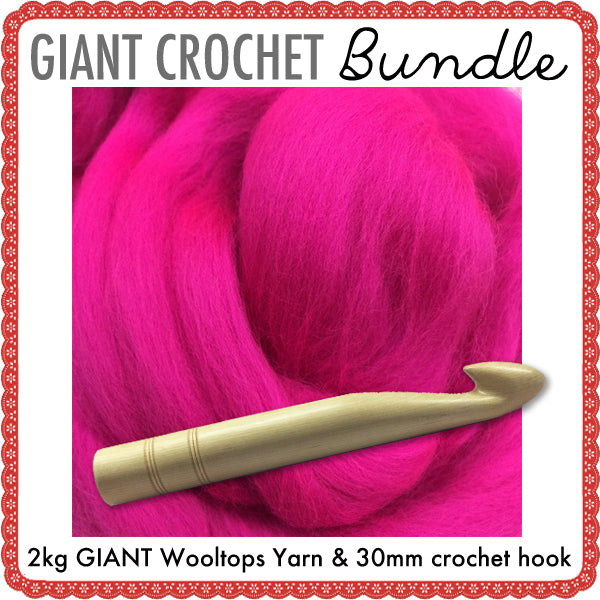 Giant Extreme Crochet Bundle Kit : Neon Pink Wooltops & Hook –  Gilliangladrag