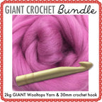 Giant Extreme Crochet Bundle Kit :Orchid Wooltops & Hook