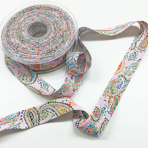 Paisley Bias Binding Pink 03