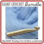 Giant Extreme Crochet Bundle Kit : Pale Blue Wooltops & Hook